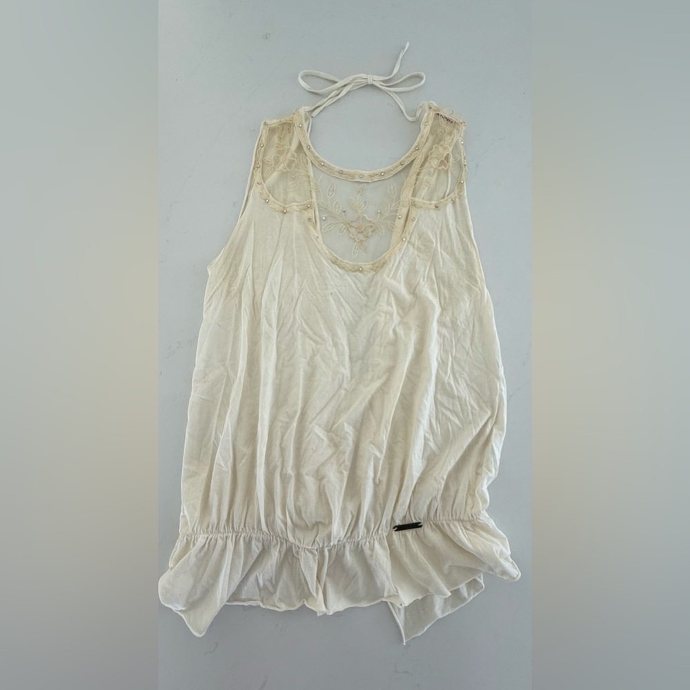 Fornarina Vintage Y2K Cream Lace Women's Tank Top